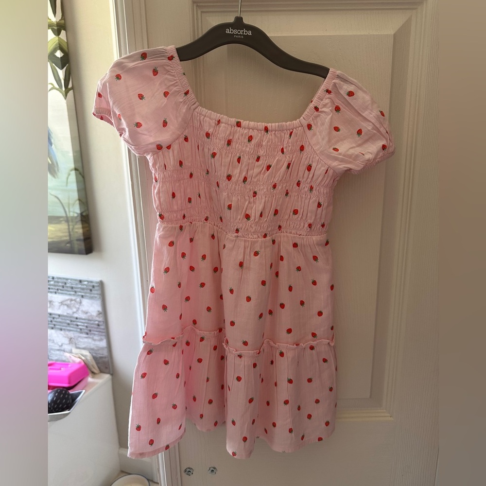Jumping Beans Pink Dress with Strawberry Print. Perfect Valentine dress